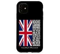 Winston Churchill Drapeau britannique avec citation We Shall Never Surrender Coque pour iPhone 11
