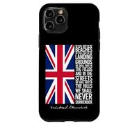 Winston Churchill Drapeau britannique avec citation We Shall Never Surrender Coque pour iPhone 11 Pro