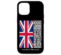 Winston Churchill Drapeau britannique avec citation We Shall Never Surrender Coque pour iPhone 12/12 Pro