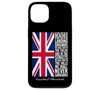 Winston Churchill Drapeau britannique avec citation We Shall Never Surrender Coque pour iPhone 13