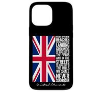 Winston Churchill Drapeau britannique avec citation We Shall Never Surrender Coque pour iPhone 13 Pro Max