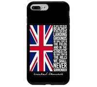 Winston Churchill Drapeau britannique avec citation We Shall Never Surrender Coque pour iPhone 7 Plus/8 Plus