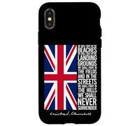Winston Churchill Drapeau britannique avec citation We Shall Never Surrender Coque pour iPhone X/XS