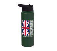 Winston Churchill Drapeau britannique avec citation We Shall Never Surrender Stainless Steel Insulated Water Bottle