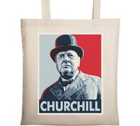 Winston Churchill Sac fourre-tout en coton écologique avec logo Pop Art Beige