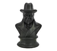 Winston Churchill Statue de buste du Premier ministre britannique Sculpture de cigare en plâtre dur Couleur noire faite à la main en Grèce Décoration historique 18 cm