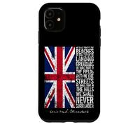 Winston Churchill We Shall Never Surrender Drapeau britannique vieilli Coque pour iPhone 11