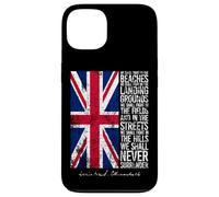 Winston Churchill We Shall Never Surrender Drapeau britannique vieilli Coque pour iPhone 13
