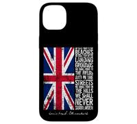 Winston Churchill We Shall Never Surrender Drapeau britannique vieilli Coque pour iPhone 14 Plus