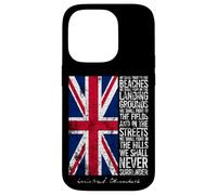 Winston Churchill We Shall Never Surrender Drapeau britannique vieilli Coque pour iPhone 14 Pro