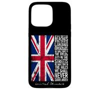 Winston Churchill We Shall Never Surrender Drapeau britannique vieilli Coque pour iPhone 15 Pro Max