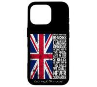 Winston Churchill We Shall Never Surrender Drapeau britannique vieilli Coque pour iPhone 16 Pro