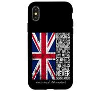 Winston Churchill We Shall Never Surrender Drapeau britannique vieilli Coque pour iPhone X/XS