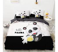 Wintdeer Housse Couette Panda Géant，100% Microfibre Housse de Couette 200x200cm avec 2 Taies d'oreiller 65x65cm，Parure de Lit 2 Personnes,Impression Numérique 3D,Ne S'estompe Pas,Panda#A6