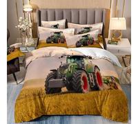 Wintdeer Housse Couette Tracteur,100% Microfibre Housse de Couette 200x200cm avec 2 Taies d'oreiller 65x65cm,Parure de Lit 2 Personnes,Impression Numérique 3D,Ne S'estompe Pas,Tracteur#A11