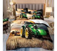 Wintdeer Housse Couette Tracteur，100% Microfibre Housse de Couette 200x200cm avec 2 Taies d'oreiller 65x65cm，Parure de Lit 2 Personnes,Impression Numérique 3D,Ne S'estompe Pas,Tracteur#A1