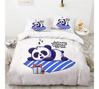 Wintdeer Housse de Couette Panda Géant,Parure de Lit 1 Personne,Housse de Couette Enfant,Doux et Confortable,Housse Couette 140x200cm avec 1 Taie d'oreiller 65x65cm,Panda#A1