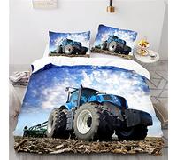 Wintdeer Housse de Couette Tracteur,Parure de Lit 1 Personne,Housse de Couette Enfant,Doux et Confortable,Housse Couette 140x200cm avec 1 Taie d'oreiller 65x65cm,Tracteur#A3