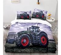 Wintdeer Housse de Couette Tracteur,Parure de Lit 1 Personne,Housse de Couette Enfant,Doux et Confortable,Housse Couette 140x200cm avec 1 Taie d'oreiller 65x65cm,Tracteur#A4