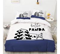 Wintdeer Parure de Lit Panda Géant - 3 Pièces,Housse de Couette 220x240cm avec 2 Taies d'oreiller 65x65cm,Parure de Couette 2 Personnes,Fermeture Éclair Cachée,Panda#A2