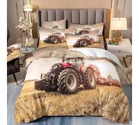 Wintdeer Parure de Lit Tracteur - 3 Pièces,Housse de Couette 220x240cm avec 2 Taies d'oreiller 65x65cm,Parure de Couette 2 Personnes,Fermeture Éclair Cachée,Tracteur#A10