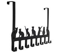 Wintek Crochet de porte robuste pour serviette, chapeau, sweat à capuche, manteau, tissu, sac - 8 crochets (noir)