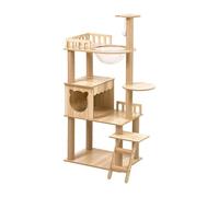 Wintem Arbre à Chat Multi-Niveaux avec Niche, Plateformes en MDF et colonnes en sisal, Hauteur 135 cm, avec hamac Transparent et Boule Suspendue, pour Jouer, se détendre et Observer