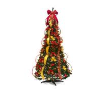 Wintem Arbre Fin de Noël Pliable 150 cm avec 100 lumières LED Chaudes intégrées, Design Peu encombrant, Montage Rapide et Facile à Ranger, idéal pour Les décorations de Noël élégantes