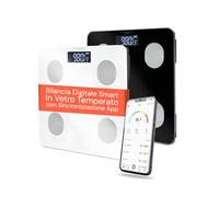 Wintem - Balance numérique intelligente en verre trempé avec application pour analyse corporelle complète, grand écran LCD, technologie Step-On et fonction multi-utilisateurs pour le contrôle familial