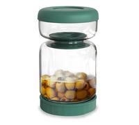 Wintem - Bocal en verre avec couvercle hermétique de 1L pour cornichons et conserves, avec filtre à rabat, design sablier, lavable au lave-vaisselle, idéal pour fermenté et légumes