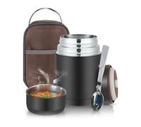 Wintem - Boîte à lunch thermique 1200 ml en acier inoxydable avec sac isotherme et cuillère pliable, porte-déjeuner hermétique pour aliments chauds et froids, facile à nettoyer et idéal pour le bureau
