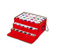 Wintem Boîte de rangement de Noël avec 3 tiroirs amovibles pour 72 boules de Noël, structure rigide en TNT 51 x 35 x 24 cm, fermeture éclair robuste et étiquette transparente pour rangement rangé