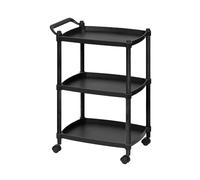 Wintem Chariot économe en espace blanc et bleu 46 x 33 x 74 cm - Roues pivotantes et poignée ergonomique pour le déplacer facilement d'une pièce à l'autre - 3 étagères spacieuses et polyvalentes de 46