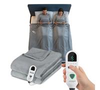 Wintem - Couverture double électrique Fluffy 160 x 120 cm pour lit double et canapé en flanelle avec 8 niveaux de température, minuterie 9H et télécommande numérique amovible pour chaleur réglable