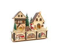Wintem - Décoration Maison de Noël illuminée avec LED et Personnages en Bois, décoration de Noël avec Père Noël et Bonhomme de Neige, idéal pour décorer la Maison avec atmosphère chaleureuse et