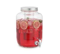 Wintem - Distributeur de boissons en verre 4L avec robinet et infuseur intégré, récipient à eau et jus pour cuisine et bureau, avec couvercle en aluminium pour usage quotidien et événements