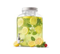 Wintem - Distributeur de boissons en verre 8 litres avec robinet en acier et infuseur pour eau et jus, grande capacité pour fêtes et événements, utilisation par table, design élégant et durable