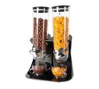 Wintem Distributeur de céréales de petit-déjeuner double récipient de 3 L total avec bouton économise de la fraîcheur pour Corn Flakes et Muesli, facile à utiliser, idéal pour les familles, design