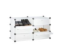 Wintem Étagère à Chaussures 10 étagères modulables 40 x 30 x 17 cm Blanc - Structure légère et résistante - Convient également pour Livres, Outils, Accessoires et Autres Objets Quotidiens - Capacité