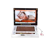 Wintem - Griffoir en Carton pour Chats en Forme d'ordinateur Portable 3 en 1 H25,5 x L34 x P25 cm, grattoir, Niche et Jeu interactif pour Ongles sains et divertissements