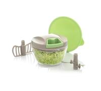 Wintem - Hachoir manuel compact de 400 ml avec lames incurvées en acier inoxydable et fouet inclus, entraînement à corde, idéal pour sauces, légumes, œufs et préparations rapides partout