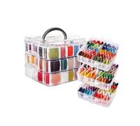 Wintem Kit de broderie avec 150 fils colorés, récipient à 3 niveaux avec 6 compartiments, accessoires inclus pour point de croix et bracelets, idéal pour les débutants et la broderie créative