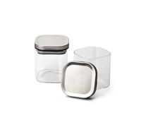 Wintem Lot de 2 bocaux en verre borosilicaté 10 x 10 cm de 700 ml - Résiste à des températures extrêmes de -20 °C à +150 °C - Couvercle en acier inoxydable et fermé hermétique en silicone - Convient