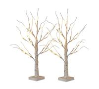 Wintem Lot de 2 décorations de Noël LED Effet Bouleau pour Maison et intérieur, Arbres éclairés avec 24 lumières Chaudes à Piles, idéales comme décorations de Noël élégantes et Sapin de Noël
