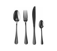 Wintem Lot de 24 couverts en acier inoxydable satiné noir pour 6 personnes, design moderne et élégant, lavables au lave-vaisselle, parfaits pour un usage quotidien et des tables raffinées