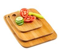 Wintem Lot de 3 planches à découper avec trou pour crochet en bambou - 3 tailles différentes - faciles à nettoyer et à ranger - Résistantes et idéales aussi comme plateaux - la surface lysique ne