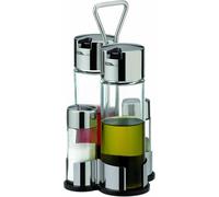 Wintem Lot de 4 boîtes à condiments de table en verre et acier de haute qualité avec poignée - Élégance et fonctionnalité pour votre cuisine - 12 x 21 cm