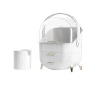 Wintem - Organisateur de maquillage avec couvercle transparent et 2 tiroirs de maquillage, avec porte-pinceaux séparés, design imperméable pour un usage quotidien, idéal à déplacer