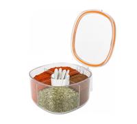 Wintem - Organiseur à épices pour cuisine avec 4 compartiments et cuillères à café, organisateur compact avec couvercle transparent et poignée ergonomique facile à utiliser
