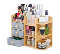 Wintem - Organiseur de bureau en bambou peu encombrant avec tiroirs et étagères réglables imperméables, organisateur de bureau multifonction pour bureau et salle de bain, avec structure compacte et
